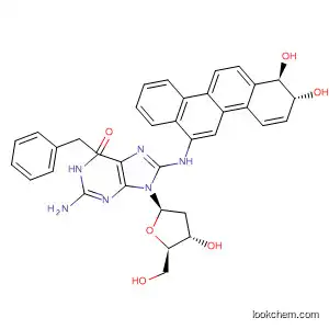 Molecular Structure of 820957-51-5 (Guanosine,
2'-deoxy-8-[[(1R,2R)-1,2-dihydro-1,2-dihydroxy-6-chrysenyl]amino]-6-O-
(phenylmethyl)-)