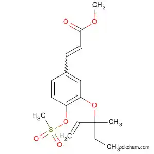 Molecular Structure of 821006-19-3 (2-Propenoic acid,
3-[3-[(1-ethyl-1-methyl-2-propenyl)oxy]-4-[(methylsulfonyl)oxy]phenyl]-,
methyl ester)