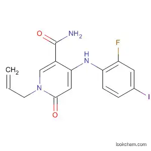 Molecular Structure of 821790-25-4 (3-Pyridinecarboxamide,
4-[(2-fluoro-4-iodophenyl)amino]-1,6-dihydro-6-oxo-1-(2-propenyl)-)