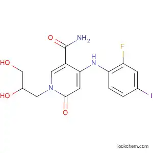 Molecular Structure of 821790-26-5 (3-Pyridinecarboxamide,
1-(2,3-dihydroxypropyl)-4-[(2-fluoro-4-iodophenyl)amino]-1,6-dihydro-6-
oxo-)