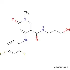 Molecular Structure of 821790-29-8 (3-Pyridinecarboxamide,
4-[(2,4-difluorophenyl)amino]-1,6-dihydro-N-(3-hydroxypropyl)-1-methyl-
6-oxo-)