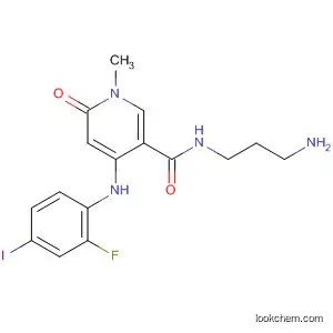 Molecular Structure of 821790-48-1 (3-Pyridinecarboxamide,
N-(3-aminopropyl)-4-[(2-fluoro-4-iodophenyl)amino]-1,6-dihydro-1-meth
yl-6-oxo-)