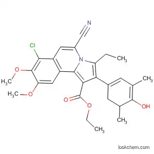 Molecular Structure of 823821-27-8 (Pyrrolo[2,1-a]isoquinoline-1-carboxylic acid,
7-chloro-5-cyano-3-ethyl-5,6-dihydro-2-(4-hydroxy-3,5-dimethylphenyl)-
8,9-dimethoxy-, ethyl ester)