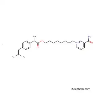 Molecular Structure of 824432-27-1 (Pyridinium,
3-(aminocarbonyl)-1-[8-[2-[4-(2-methylpropyl)phenyl]-1-oxopropoxy]octyl
]-, iodide)