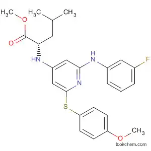 Molecular Structure of 825647-15-2 (L-Leucine,
N-[2-[(3-fluorophenyl)amino]-6-[(4-methoxyphenyl)thio]-4-pyridinyl]-,
methyl ester)