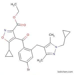 Molecular Structure of 827323-22-8 (3-Isoxazolecarboxylic acid,
4-[4-bromo-2-[[1-(cyclopropylmethyl)-3,5-dimethyl-1H-pyrazol-4-yl]meth
yl]benzoyl]-5-cyclopropyl-, ethyl ester)