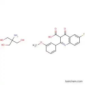 Molecular Structure of 828264-49-9 (3-Quinolinecarboxylic acid,
6-fluoro-1,4-dihydro-2-(3-methoxyphenyl)-4-oxo-, compd. with
2-amino-2-(hydroxymethyl)-1,3-propanediol (1:1))