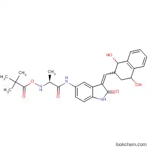 Molecular Structure of 828935-04-2 (Propanamide,
N-[2,3-dihydro-2-oxo-3-[(1,2,3,4-tetrahydro-1,4-dihydroxy-2-naphthalen
yl)methylene]-1H-indol-5-yl]-2-[(2,2-dimethyl-1-oxopropoxy)amino]-,
(2S)-)