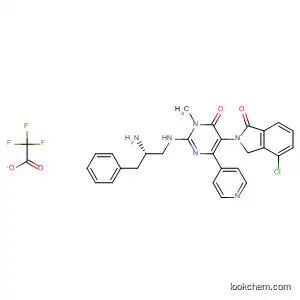 Molecular Structure of 831232-17-8 (1H-Isoindol-1-one,
2-[2-[[(2S)-2-amino-3-phenylpropyl]amino]-1,6-dihydro-1-methyl-6-oxo-
4-(4-pyridinyl)-5-pyrimidinyl]-4-chloro-2,3-dihydro-, trifluoroacetate)