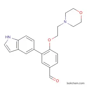 Molecular Structure of 832150-77-3 (Benzaldehyde, 3-(1H-indol-5-yl)-4-[2-(4-morpholinyl)ethoxy]-)