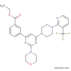 Molecular Structure of 833463-15-3 (Benzoic acid,
3-[2-(4-morpholinyl)-6-[4-[3-(trifluoromethyl)-2-pyridinyl]-1-piperazinyl]-4-
pyrimidinyl]-, ethyl ester)