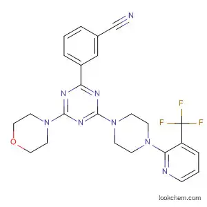 Molecular Structure of 833463-19-7 (Benzonitrile,
3-[4-(4-morpholinyl)-6-[4-[3-(trifluoromethyl)-2-pyridinyl]-1-piperazinyl]-1,
3,5-triazin-2-yl]-)