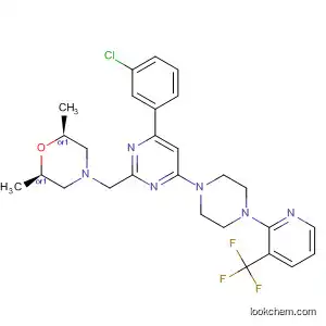 Molecular Structure of 833463-76-6 (Morpholine,
4-[[4-(3-chlorophenyl)-6-[4-[3-(trifluoromethyl)-2-pyridinyl]-1-piperazinyl]-
2-pyrimidinyl]methyl]-2,6-dimethyl-, (2R,6S)-rel-)