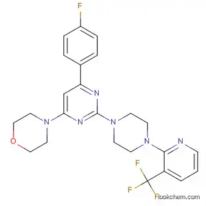Molecular Structure of 833464-13-4 (Morpholine,
4-[6-(4-fluorophenyl)-2-[4-[3-(trifluoromethyl)-2-pyridinyl]-1-piperazinyl]-4
-pyrimidinyl]-)