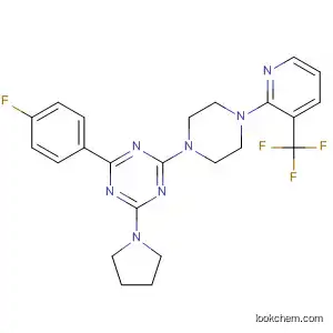 Molecular Structure of 833464-39-4 (1,3,5-Triazine,
2-(4-fluorophenyl)-4-(1-pyrrolidinyl)-6-[4-[3-(trifluoromethyl)-2-pyridinyl]-1
-piperazinyl]-)