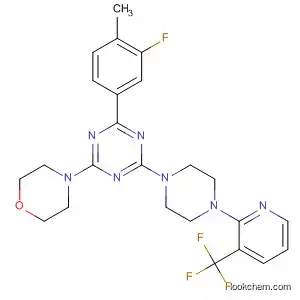 Molecular Structure of 833464-48-5 (1,3,5-Triazine,
2-(3-fluoro-4-methylphenyl)-4-(4-morpholinyl)-6-[4-[3-(trifluoromethyl)-2-
pyridinyl]-1-piperazinyl]-)