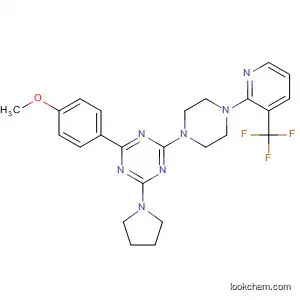 Molecular Structure of 833464-65-6 (1,3,5-Triazine,
2-(4-methoxyphenyl)-4-(1-pyrrolidinyl)-6-[4-[3-(trifluoromethyl)-2-pyridinyl
]-1-piperazinyl]-)