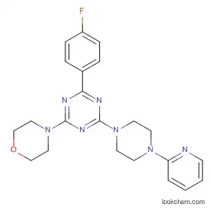 Molecular Structure of 833464-75-8 (1,3,5-Triazine,
2-(4-fluorophenyl)-4-(4-morpholinyl)-6-[4-(2-pyridinyl)-1-piperazinyl]-)