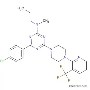 Molecular Structure of 833464-96-3 (1,3,5-Triazin-2-amine,
4-(4-chlorophenyl)-N-methyl-N-propyl-6-[4-[3-(trifluoromethyl)-2-pyridinyl
]-1-piperazinyl]-)