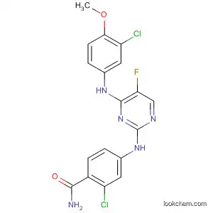 Molecular Structure of 844435-07-0 (Benzamide,
2-chloro-4-[[4-[(3-chloro-4-methoxyphenyl)amino]-5-fluoro-2-pyrimidinyl]
amino]-)