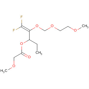 Molecular Structure of 195518-73-1 (Acetic acid, methoxy-,
1-ethyl-3,3-difluoro-2-[(2-methoxyethoxy)methoxy]-2-propenyl ester)
