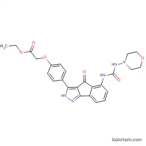 Molecular Structure of 784211-59-2 (Acetic acid,
[4-[2,4-dihydro-5-[[(4-morpholinylamino)carbonyl]amino]-4-oxoindeno[1,
2-c]pyrazol-3-yl]phenoxy]-, ethyl ester)