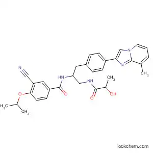 Benzamide,
3-cyano-N-[2-[(2-hydroxy-1-oxopropyl)amino]-1-[[4-(8-methylimidazo[1,
2-a]pyridin-2-yl)phenyl]methyl]ethyl]-4-(1-methylethoxy)-