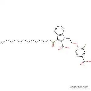 Molecular Structure of 872593-26-5 (1H-Indole-2-carboxylic acid,
1-[2-(4-carboxy-2-fluorophenoxy)ethyl]-3-(dodecylsulfinyl)-)