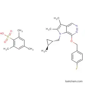 Molecular Structure of 872596-25-3 (Benzenesulfonic acid, 2,4,6-trimethyl-, compd. with
7-[(4-fluorophenyl)methoxy]-2,3-dimethyl-1-[[(1S,2S)-2-methylcycloprop
yl]methyl]-1H-pyrrolo[2,3-d]pyridazine (1:1))