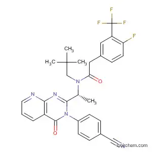Molecular Structure of 873191-48-1 (Benzeneacetamide,
N-[(1R)-1-[3-(4-cyanophenyl)-3,4-dihydro-4-oxopyrido[2,3-d]pyrimidin-2
-yl]ethyl]-N-(2,2-dimethylpropyl)-4-fluoro-3-(trifluoromethyl)-)