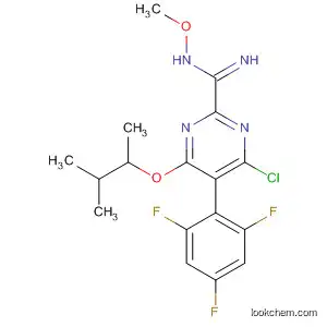 Molecular Structure of 873683-19-3 (2-Pyrimidinecarboximidamide,
4-chloro-6-(1,2-dimethylpropoxy)-N-methoxy-5-(2,4,6-trifluorophenyl)-)
