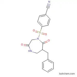 Molecular Structure of 889852-60-2 (Benzonitrile,
4-[[hexahydro-3,7-dioxo-6-(phenylmethyl)-1H-1,4-diazepin-1-yl]sulfonyl]-)