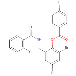 Benzoic acid, 4-fluoro-,
2,4-dibromo-6-[[(2-chlorobenzoyl)amino]methyl]phenyl ester