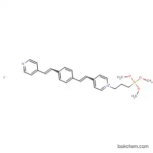 Molecular Structure of 897406-08-5 (Pyridinium,
4-[2-[4-[2-(4-pyridinyl)ethenyl]phenyl]ethenyl]-1-[3-(trimethoxysilyl)propyl]
-, iodide)
