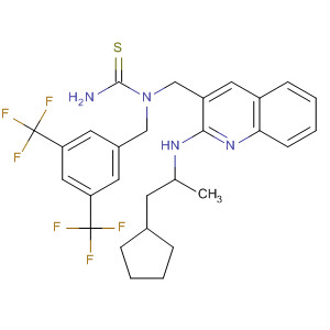 Molecular Structure of 898911-14-3 (Thiourea,
N-[[3,5-bis(trifluoromethyl)phenyl]methyl]-N-[[2-[(cyclopentylmethyl)ethyl
amino]-3-quinolinyl]methyl]-)