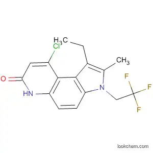Molecular Structure of 917891-37-3 (7H-Pyrrolo[3,2-f]quinolin-7-one,
9-chloro-1-ethyl-3,6-dihydro-2-methyl-3-(2,2,2-trifluoroethyl)-)