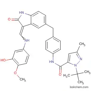 1H-Pyrazole-5-carboxamide,
N-[4-[[2,3-dihydro-3-[[(3-hydroxy-4-methoxyphenyl)amino]methylene]-2-
oxo-1H-indol-5-yl]methyl]phenyl]-1-(1,1-dimethylethyl)-3-methyl-