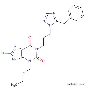 Molecular Structure of 925251-17-8 (1H-Purine-2,6-dione,
3-butyl-8-chloro-3,9-dihydro-1-[3-[5-(phenylmethyl)-1H-1,2,4-triazol-1-yl]
propyl]-)