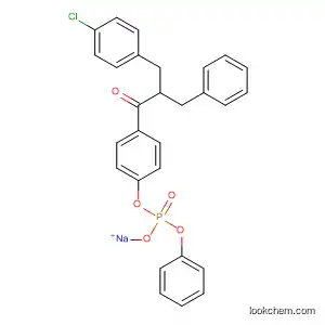 Molecular Structure of 58822-07-4 (Phosphoric acid,
mono[4-[2-[(4-chlorophenyl)methyl]-1-oxo-3-phenylpropyl]phenyl]
monophenyl ester, sodium salt)