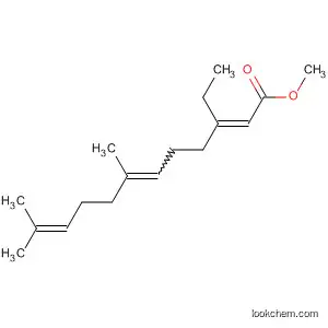 Molecular Structure of 61685-16-3 (2,6,10-Dodecatrienoic acid, 3-ethyl-7,11-dimethyl-, methyl ester, (E,E)-)