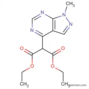 Molecular Structure of 62141-08-6 (Propanedioic acid, (1-methyl-1H-pyrazolo[3,4-d]pyrimidin-4-yl)-, diethyl
ester)