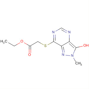 Molecular Structure of 100565-57-9 (Acetic acid,
[(3-hydroxy-2-methyl-2H-pyrazolo[4,3-d]pyrimidin-7-yl)thio]-, ethyl ester)