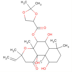 Molecular Structure of 105535-64-6 (1,3-Dioxolane-4-carboxylic acid, 2,2-dimethyl-,
3-ethenyldodecahydro-6,10,10b-trihydroxy-3,4a,7,7,10a-pentamethyl-1-
oxo-1H-naphtho[2,1-b]pyran-5-yl ester)