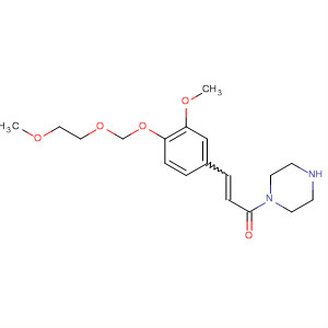 Molecular Structure of 105652-08-2 (Piperazine,
1-[3-[3-methoxy-4-[(2-methoxyethoxy)methoxy]phenyl]-1-oxo-2-propenyl]
-)