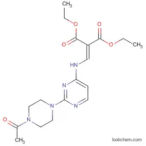 Molecular Structure of 57005-73-9 (Propanedioic acid,
[[[2-(4-acetyl-1-piperazinyl)-4-pyrimidinyl]amino]methylene]-, diethyl
ester)