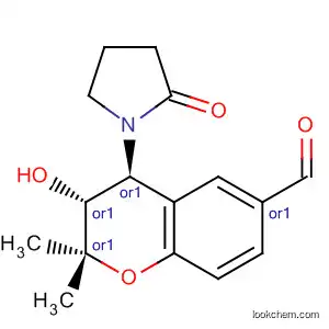Molecular Structure of 103732-25-8 (2H-1-Benzopyran-6-carboxaldehyde,
3,4-dihydro-3-hydroxy-2,2-dimethyl-4-(2-oxo-1-pyrrolidinyl)-, trans-)