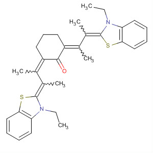 Molecular Structure of 69940-83-6 (Cyclohexanone,
2,6-bis[2-(3-ethyl-2(3H)-benzothiazolylidene)-1-methylpropylidene]-)