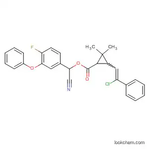 Molecular Structure of 75365-84-3 (Cyclopropanecarboxylic acid,
3-(2-chloro-2-phenylethenyl)-2,2-dimethyl-,
cyano(4-fluoro-3-phenoxyphenyl)methyl ester)