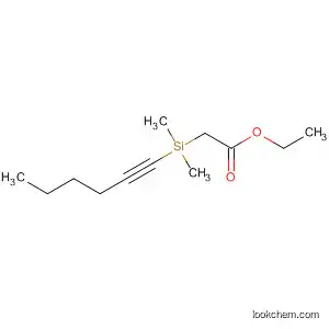 Molecular Structure of 79966-87-3 (Acetic acid, (1-hexynyldimethylsilyl)-, ethyl ester)