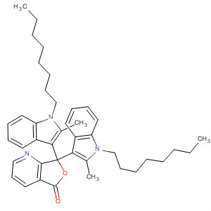 Molecular Structure of 89923-59-1 (Furo[3,4-b]pyridin-5(7H)-one, 7,7-bis(2-methyl-1-octyl-1H-indol-3-yl)-)